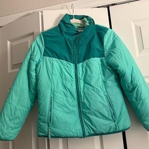 girls Teal Puffer Jacket sz 10/12